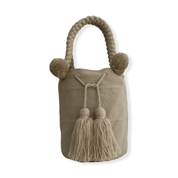 Mochila Wayuu Grande Tipo Bolso Color Beige