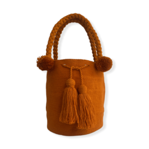Mochila Wayuu Grande Tipo Bolso Color Mostaza