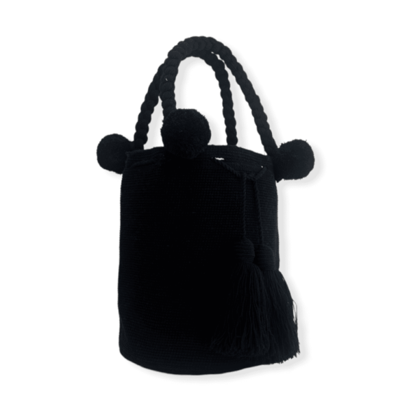 Mochila Wayuu Grande Tipo Bolso Color Negro - Imagen 2