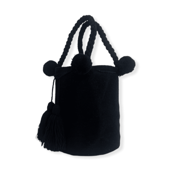 Mochila Wayuu Grande Tipo Bolso Color Negro - Imagen 3