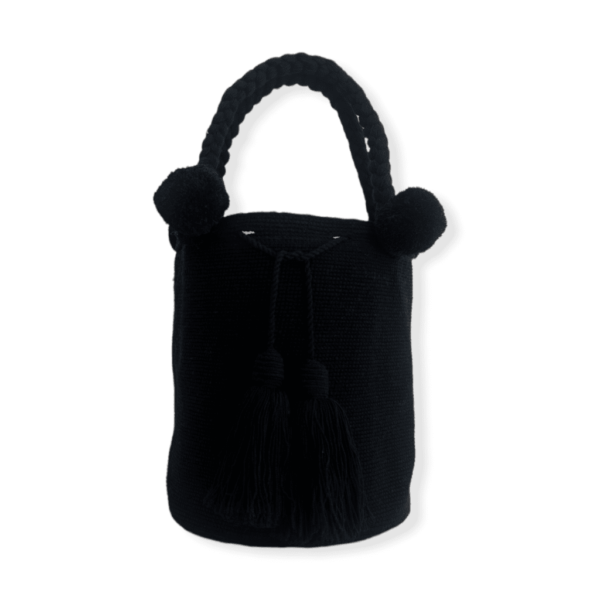 Mochila Wayuu Grande Tipo Bolso Color Negro