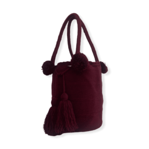 Mochila Wayuu Grande Tipo Bolso Color Vinotinto