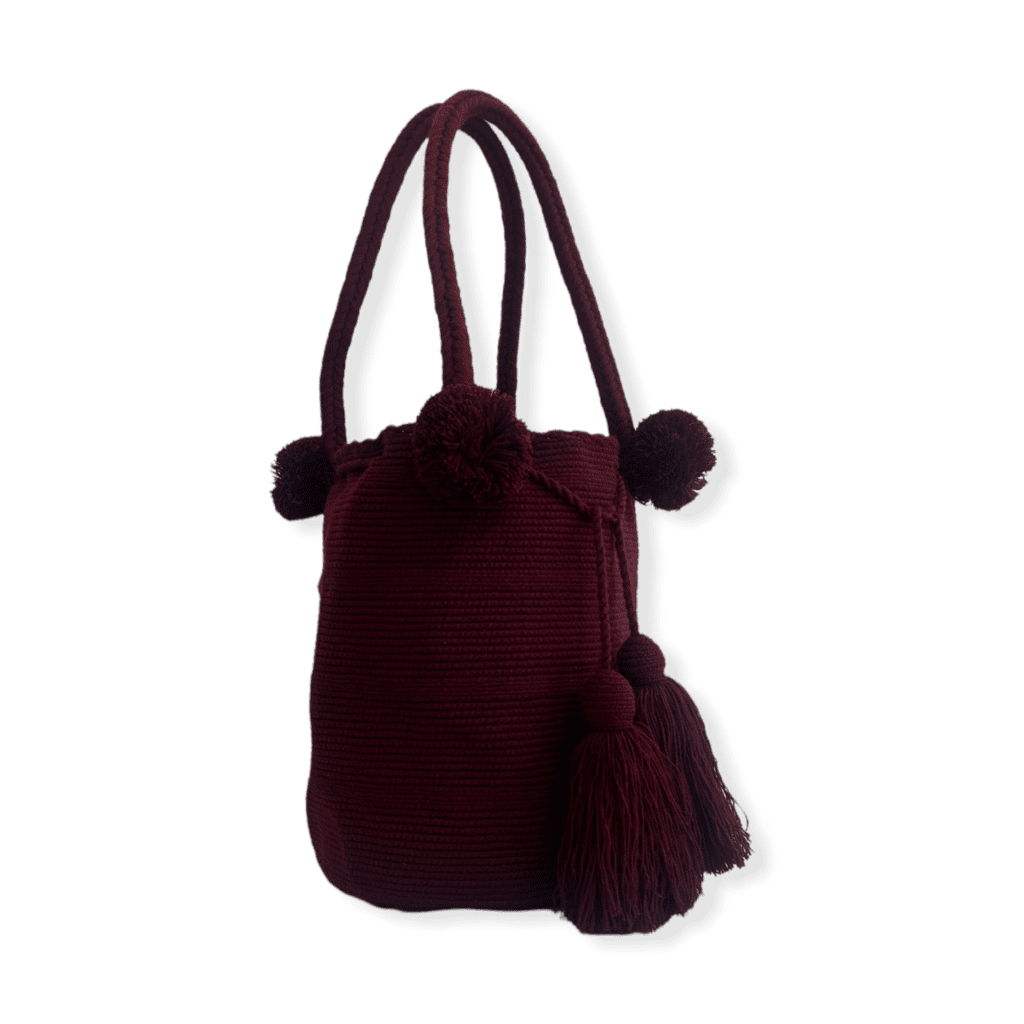 Mochila Wayuu Grande Tipo Bolso Color Vinotinto - Imagen 2