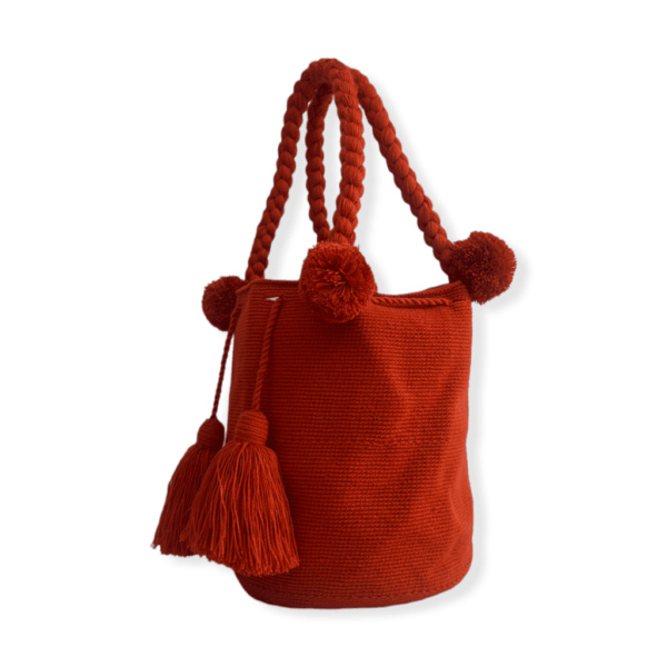 Mochila Wayuu Grande Tipo Bolso Color Terracota - Imagen 2