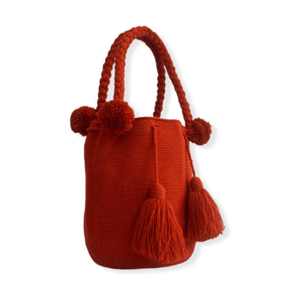 Mochila Wayuu Grande Tipo Bolso Color Terracota - Imagen 3