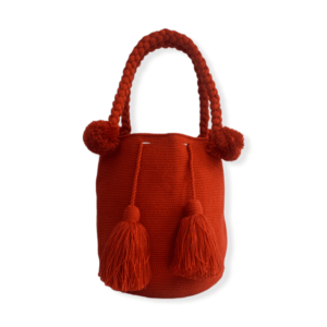 Mochila Wayuu Grande Tipo Bolso Color Terracota