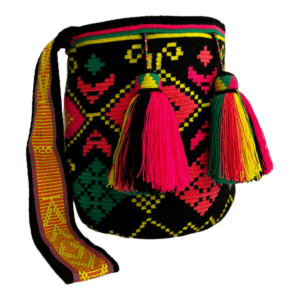 Mochila Wayuu Grande Tradicional Diseño Étnico Asa Paleteada