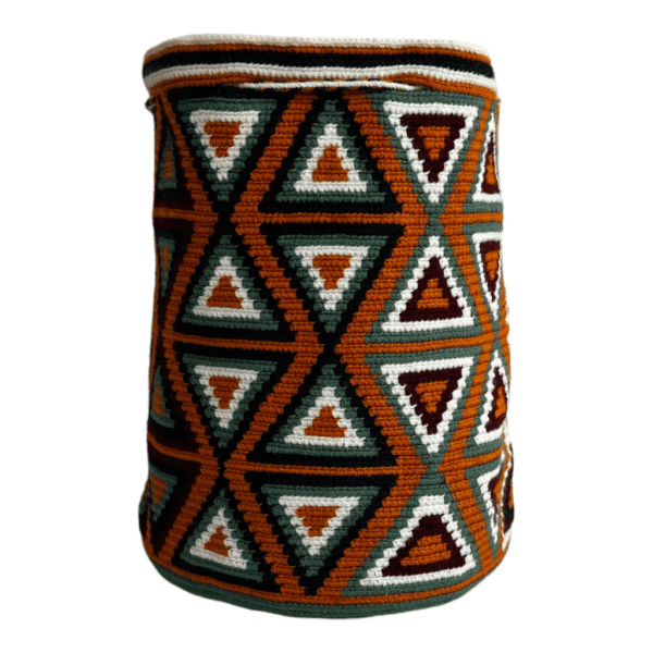 Mochila Wayuu Grande Tradicional Diseño Étnico Asa Paleteada - Imagen 2