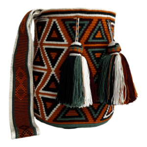 Mochila Wayuu Grande Tradicional Diseño Étnico Asa Paleteada