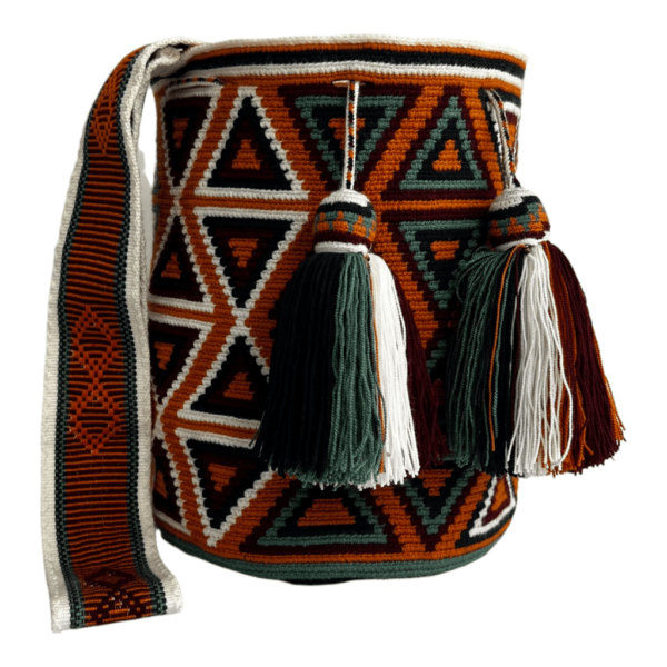 Mochila Wayuu Grande Tradicional Diseño Étnico Asa Paleteada