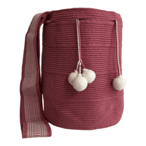 Mochila Wayuu Grande Tradicional Color Guayaba Asa Paleteada Color
