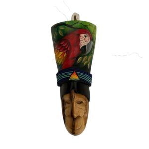 Mascara Ancestral Mediana Semi Enchapada En Mostacilla Diseño Guacamaya