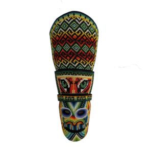 Mascara Ancestral Mediana Enchapada En Mostacilla Diseño Ojos De Tigre