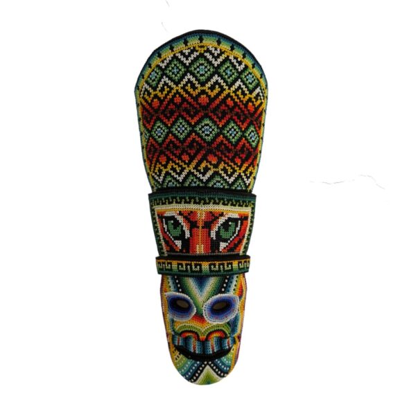 Mascara Ancestral Mediana Enchapada En Mostacilla Diseño Ojos De Tigre