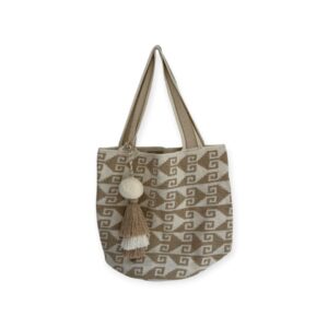 Mochilón Wayuu Tradicional Grande Diseño Étnico Con Accesorio