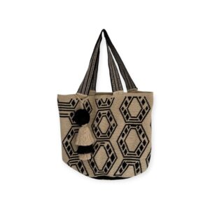 Mochilón Wayuu Tradicional Grande Diseño Étnico Con Accesorio